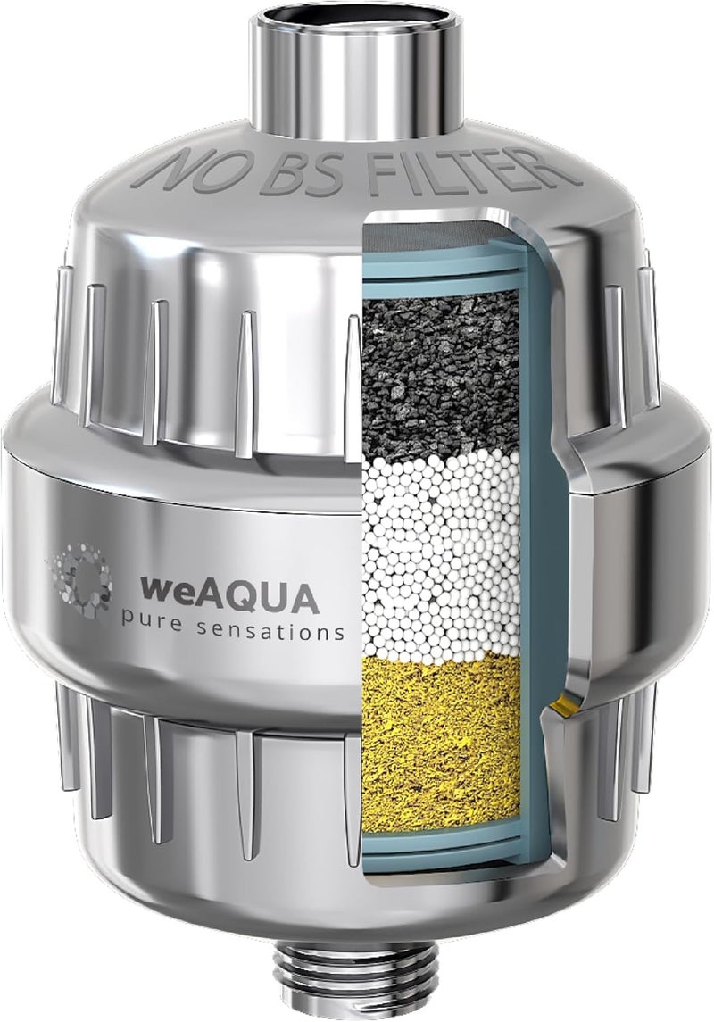 WeAQUA Heavy Duty NO BS Shower Filter - 99% Removal for Hard Water  Chlorine  Fluoride  Heavy Metals  Micro-life  Organics and More - Image 1